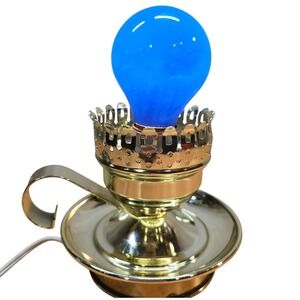 Vintage Hurricane Lamp Nightlight Base Brass Colored Electric Switch On